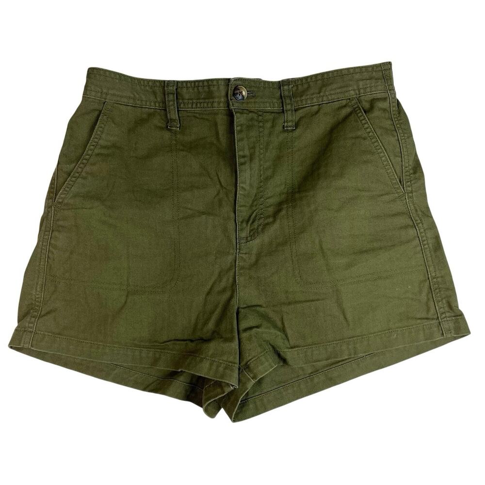 MADEWELL WOMEN'S HIGH RISE COTTON OLIVE GREEN SHORTS MEDIUM